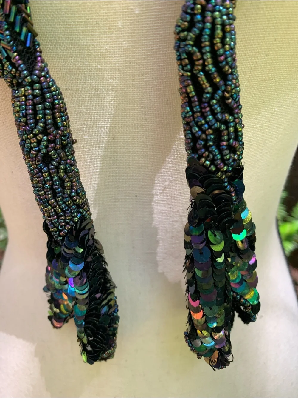 Beaded Black Sequin Evening Collar - Women's Accessory